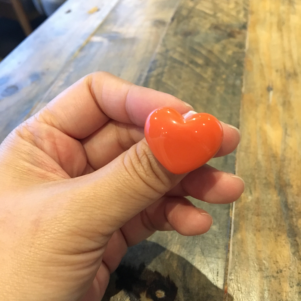 NWT Orange Resin Heart Ring